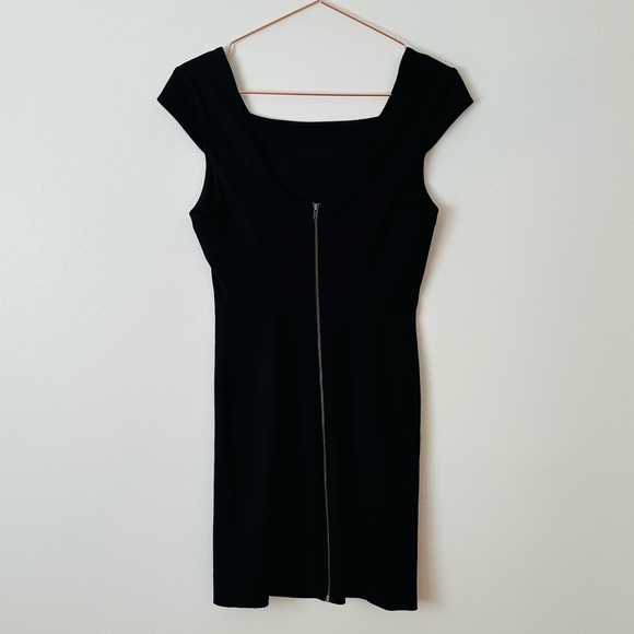 Helmut Lang Dress mini Bodycon Short Cap Sleeves square neck virgin wool - Picture 6 of 8